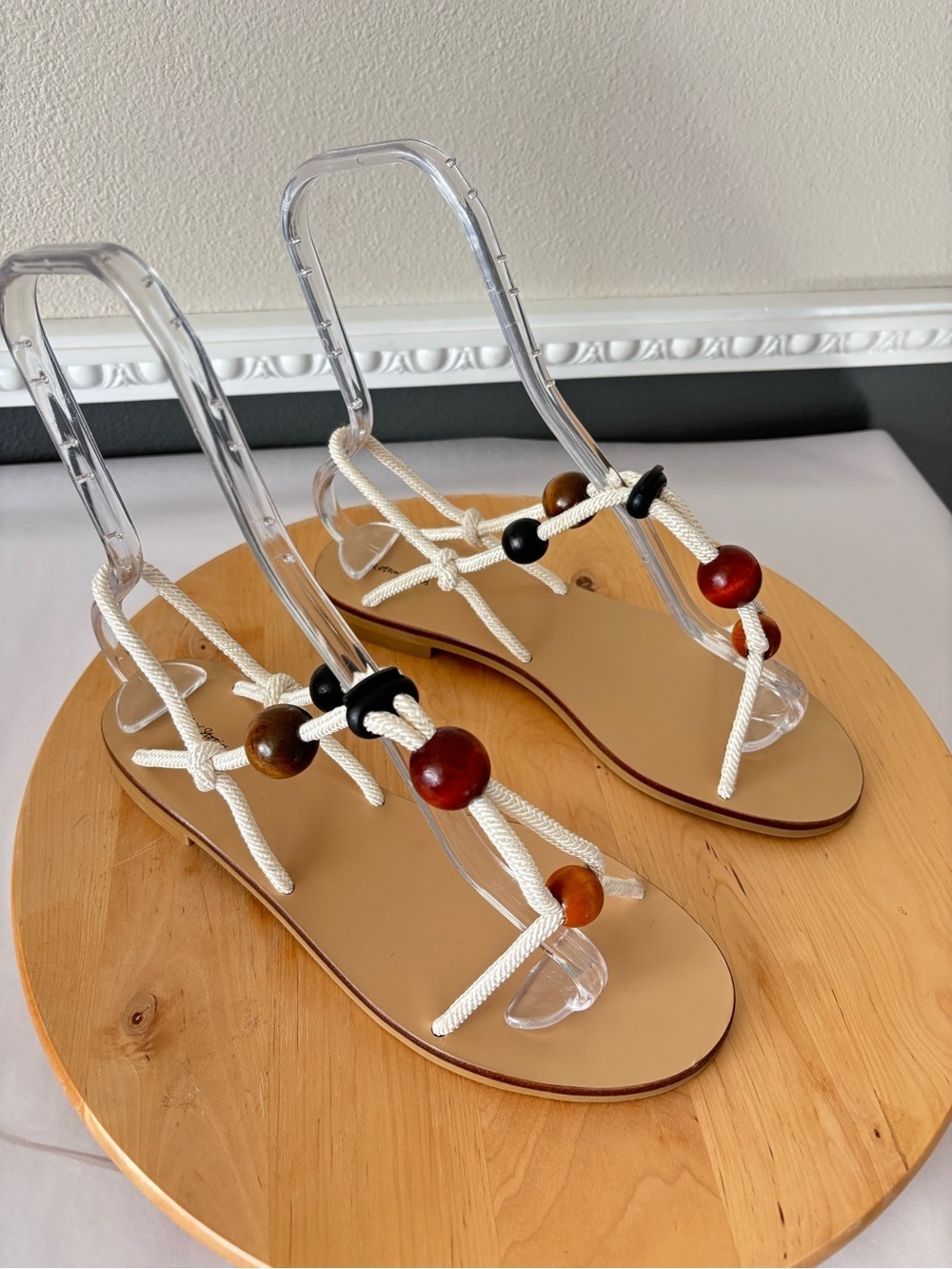 & Other Stories Braided Rope Tie Summer Wooden Sandals Size 7